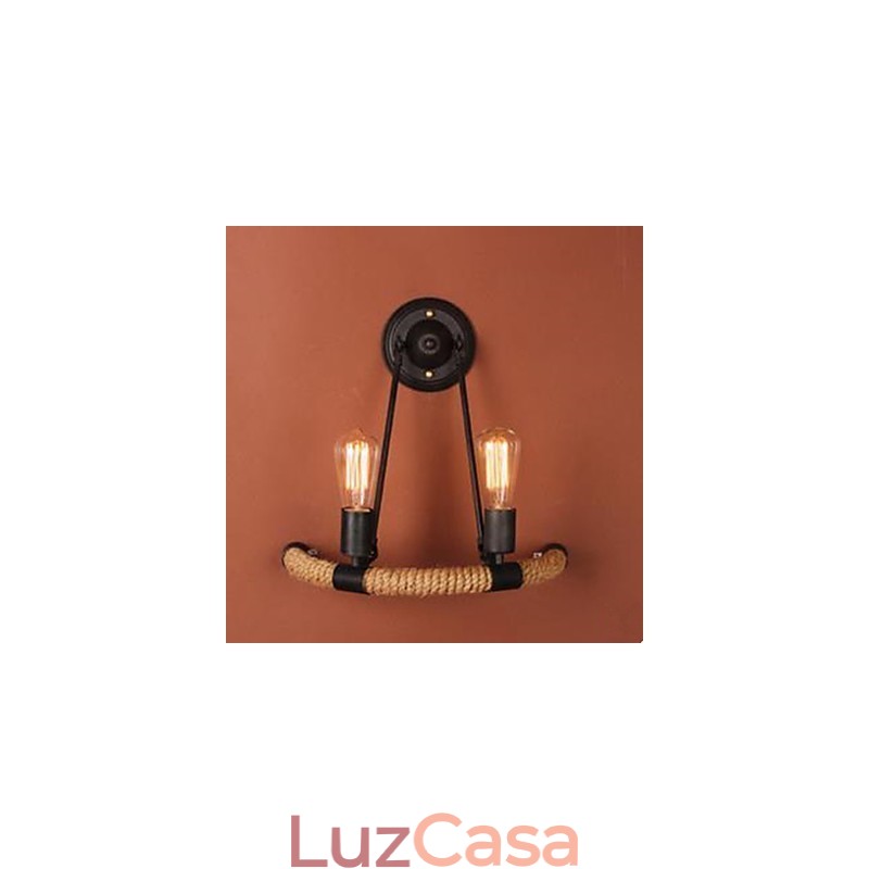 Luminária de parede em corda de cânhamo semicircular contratada para escada de varanda