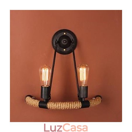 Luminária de parede em corda de cânhamo semicircular contratada para escada de varanda