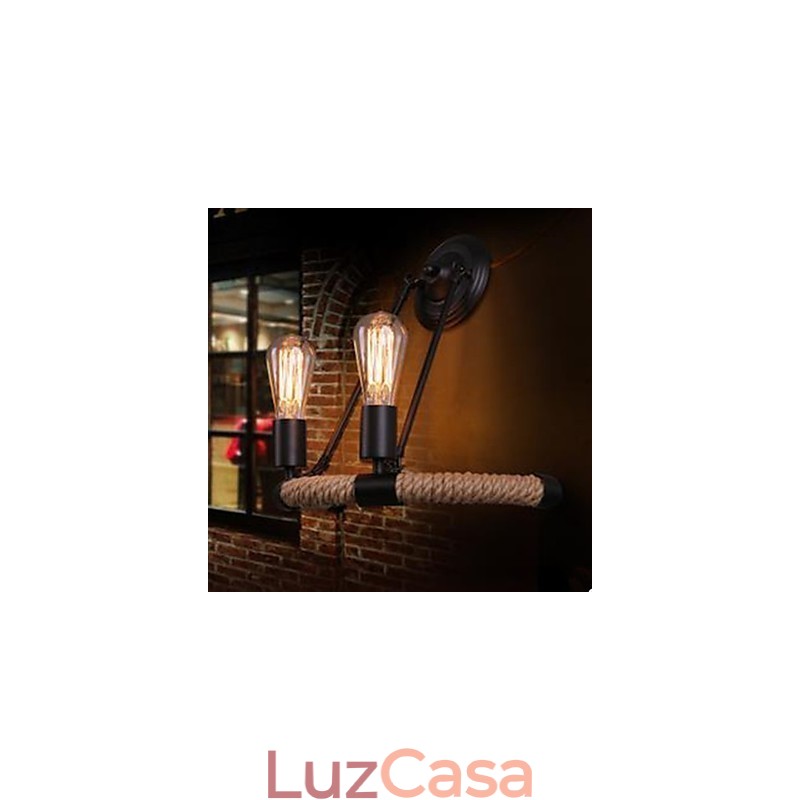 Luminária de parede em corda de cânhamo semicircular contratada para escada de varanda