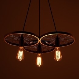 Luminárias pendentes retrô estilo loft, lustre de ferro forjado estilo industrial, rodas americanas