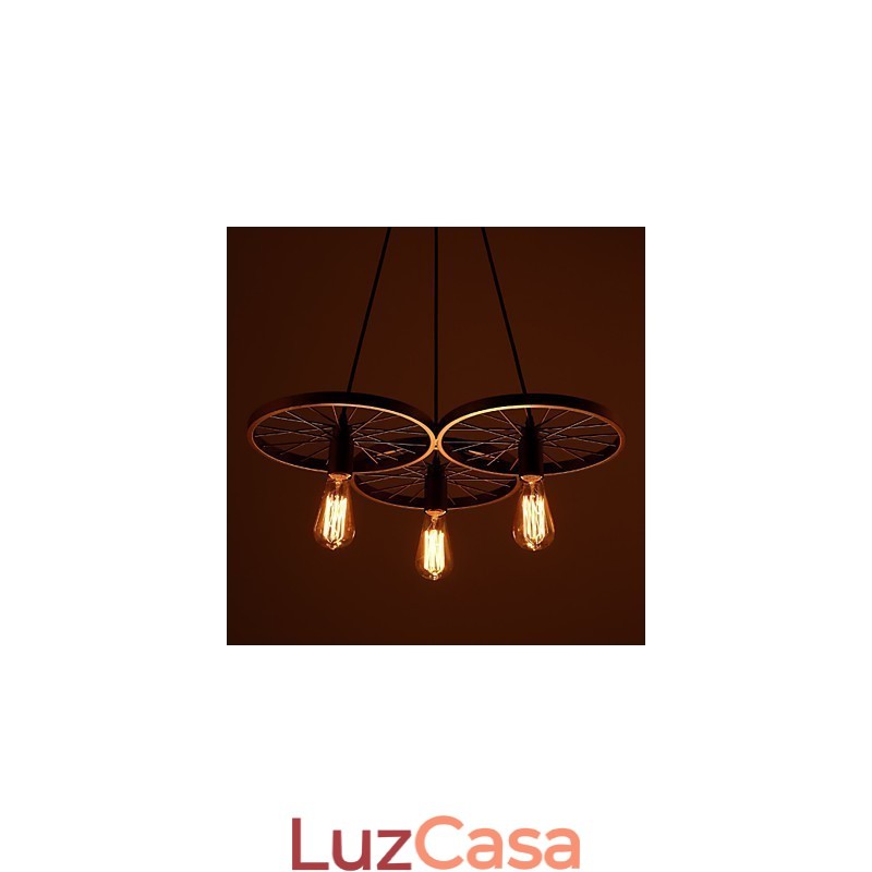 Luminárias pendentes retrô estilo loft, lustre de ferro forjado estilo industrial, rodas americanas