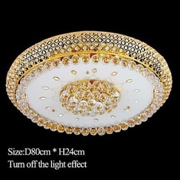 Luminária de teto redonda de cristal absorvente com cúpula de 80 cm de diâmetro e contém 15 lâmpadas