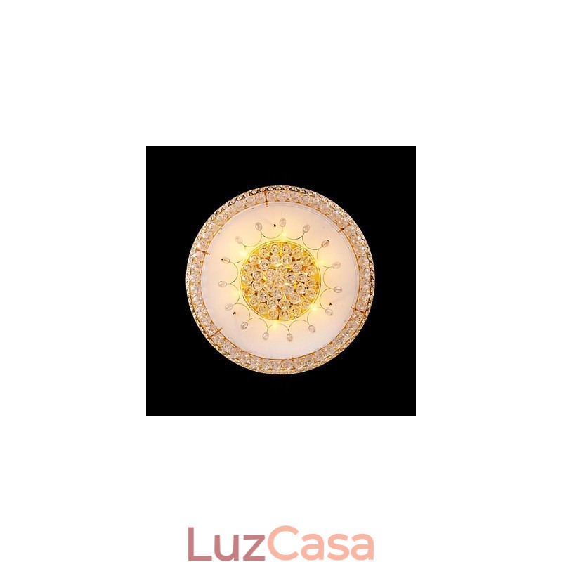Luminária de teto redonda de cristal absorvente com cúpula de 80 cm de diâmetro e contém 15 lâmpadas