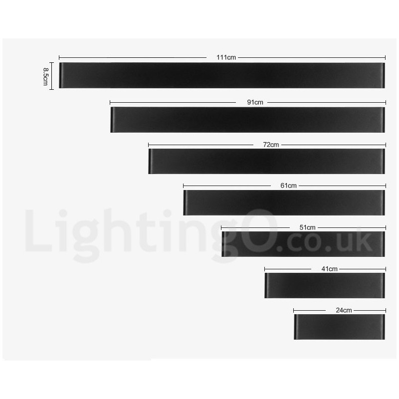 Luminárias de parede contemporâneas longas e modernas e arandelas para iluminação interna de parede de metal IP 44 para banheiro, quarto, sala de estar
