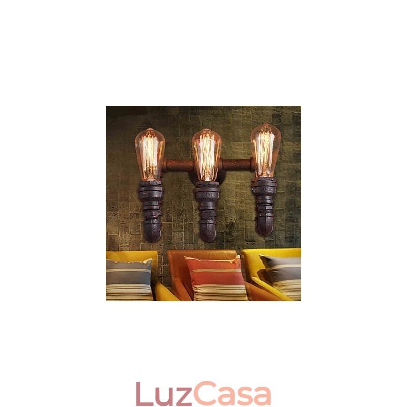 Apliques de parede estilo mini chalé rústico metal