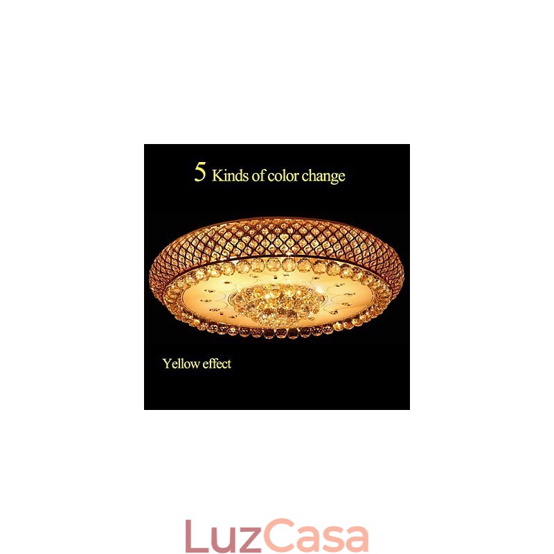 Luminária de teto redonda de cristal absorvente com cúpula de 80 cm de diâmetro e contém 15 lâmpadas