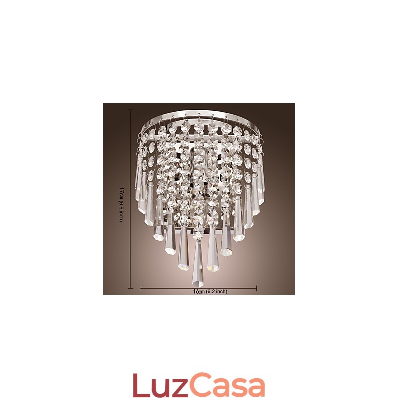 Luminária de parede semicircular em Crystal Feature
