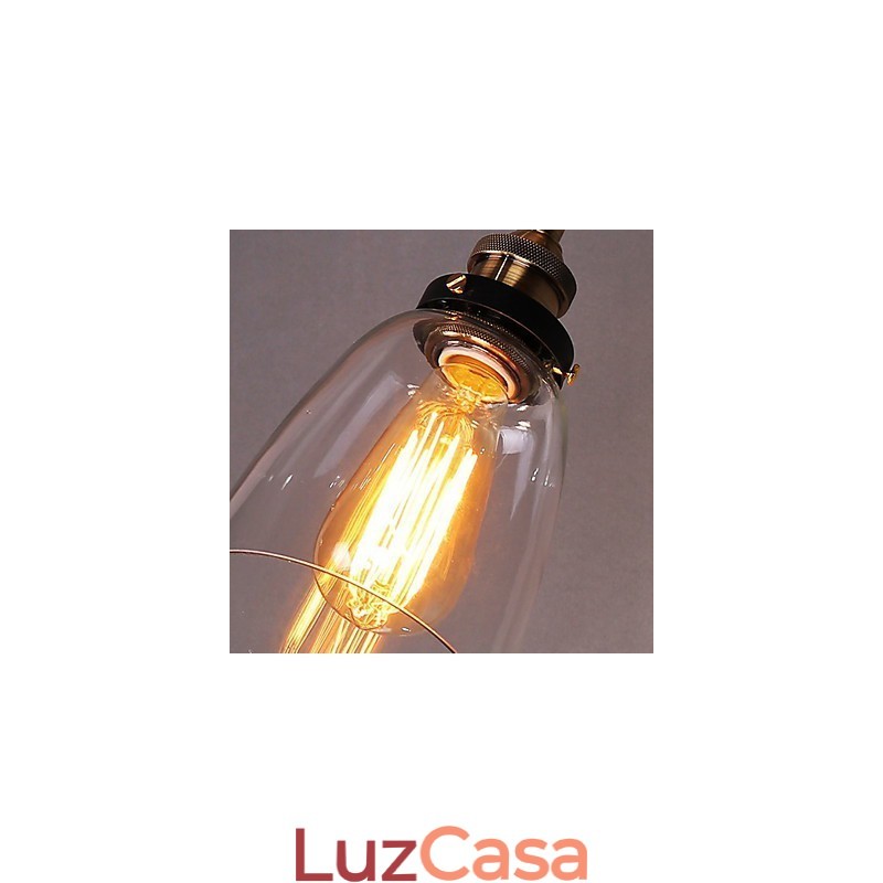 Luminária de parede de vidro industrial Edison Simplicity com base de metal para sala de jantar, sala de estudo, escritório, corredor, montagem na parede