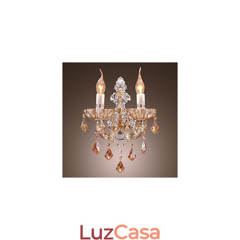Elegante Luminária de Parede de Cristal com 2 Luzes