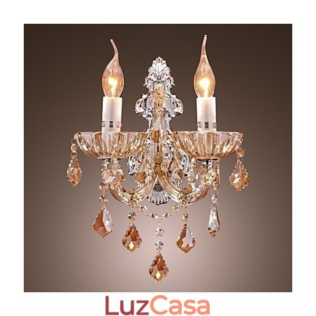 Elegante Luminária de Parede de Cristal com 2 Luzes Elegante Luminária de Parede de Cristal com 2 Luzes