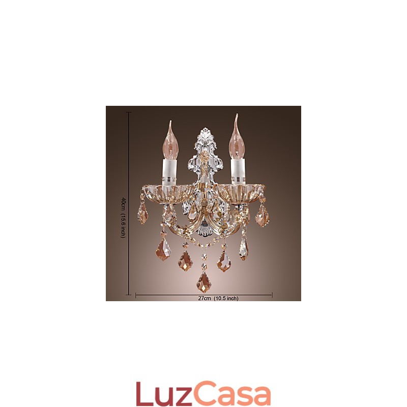 Elegante Luminária de Parede de Cristal com 2 Luzes