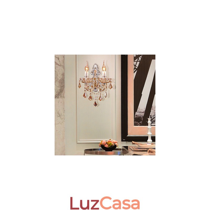 Elegante Luminária de Parede de Cristal com 2 Luzes