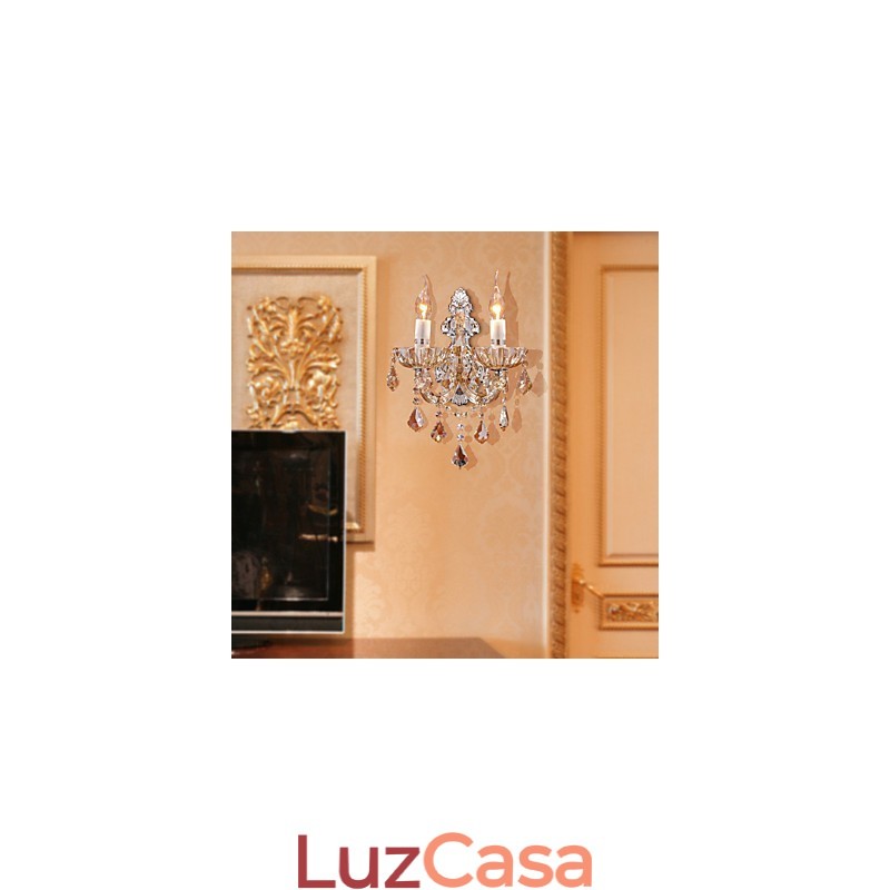 Elegante Luminária de Parede de Cristal com 2 Luzes