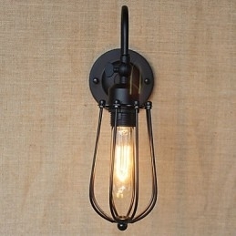 American Country Sala de estar Lâmpada Quarto Varanda Minimalista Preto Fosco Lâmpada de cabeceira Arte decorativa Parede
