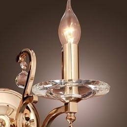 Luminária de parede de cristal dourado com 2 luzes