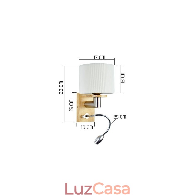Luminária de parede One Light com luz de leitura