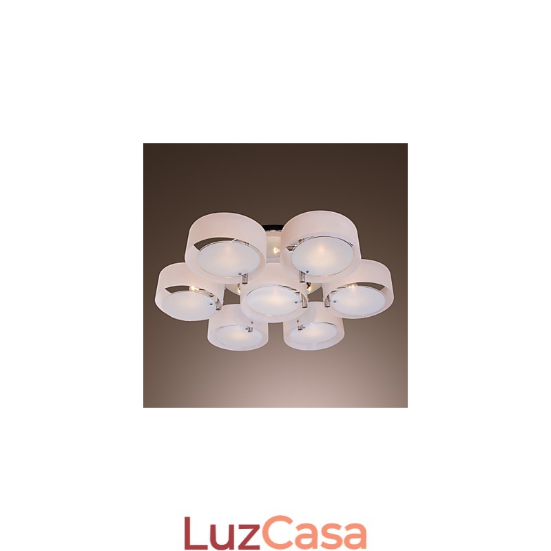 Lustre moderno contemporâneo de metal cromado com montagem embutida