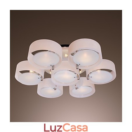 Lustre moderno contemporâneo de metal cromado com montagem embutida Lustre moderno contemporâneo de metal cromado com montagem embutida