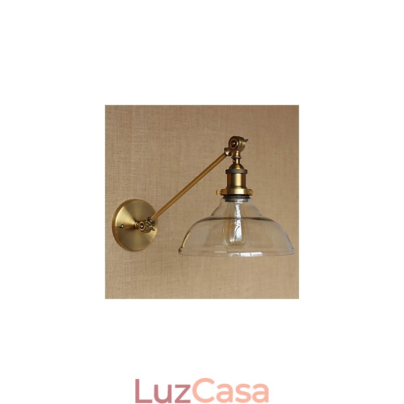 O ferro vidro bronze latão braço estilo retro criativo americano country hall quarto lâmpada de parede