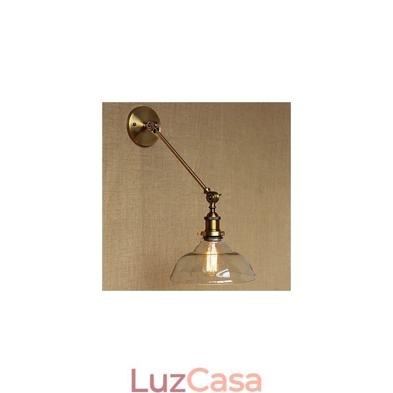 O ferro vidro bronze latão braço estilo retro criativo americano country hall quarto lâmpada de parede