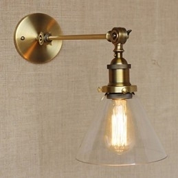 O ferro vidro bronze latão braço estilo retro criativo americano country hall quarto lâmpada de parede