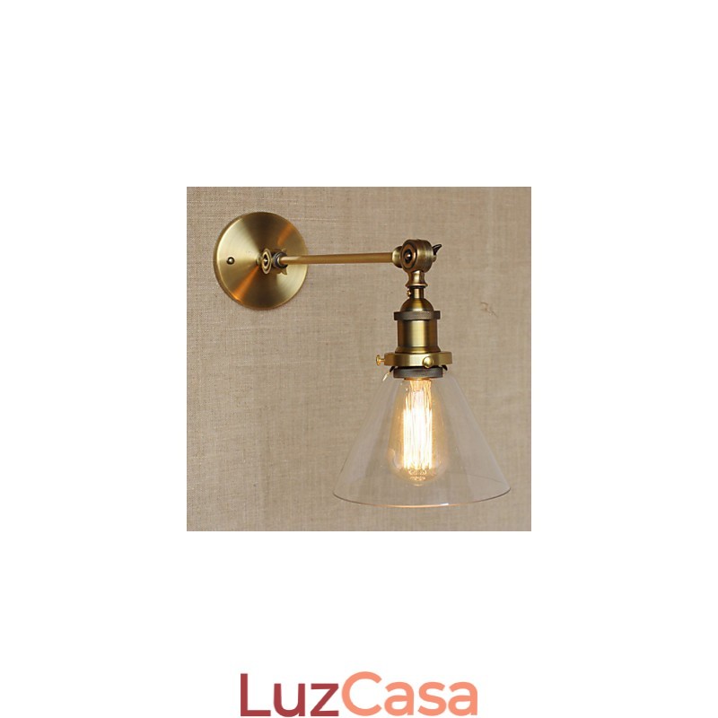 O ferro vidro bronze latão braço estilo retro criativo americano country hall quarto lâmpada de parede
