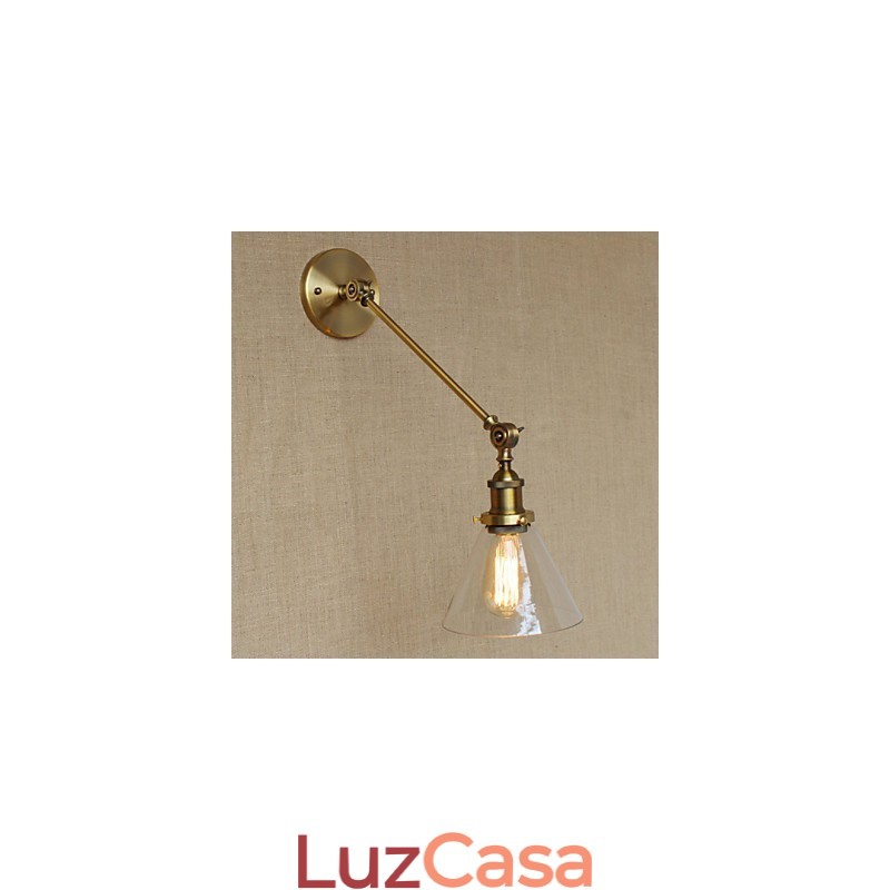 O ferro vidro bronze latão braço estilo retro criativo americano country hall quarto lâmpada de parede