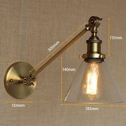 O ferro vidro bronze latão braço estilo retro criativo americano country hall quarto lâmpada de parede