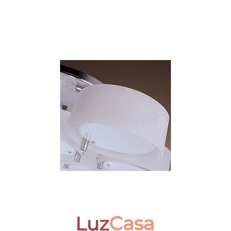 Lustre moderno contemporâneo de metal cromado com montagem embutida