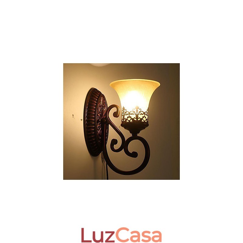 Europa Tipo Restaurando Formas Antigas Ferro Forjado Quarto Vidro Lâmpada de Parede Luz
