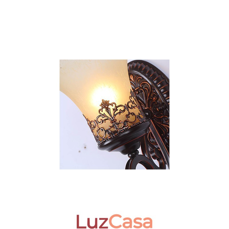 Europa Tipo Restaurando Formas Antigas Ferro Forjado Quarto Vidro Lâmpada de Parede Luz