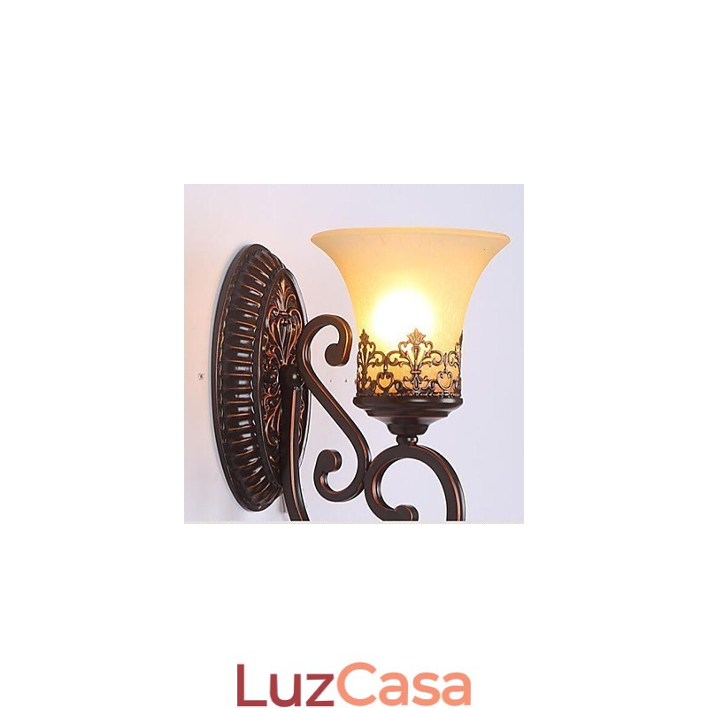 Europa Tipo Restaurando Formas Antigas Ferro Forjado Quarto Vidro Lâmpada de Parede Luz