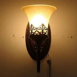 Europa Tipo Restaurando Formas Antigas Ferro Forjado Quarto Vidro Lâmpada de Parede Luz