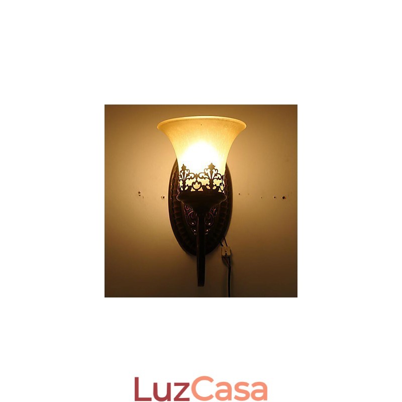 Europa Tipo Restaurando Formas Antigas Ferro Forjado Quarto Vidro Lâmpada de Parede Luz