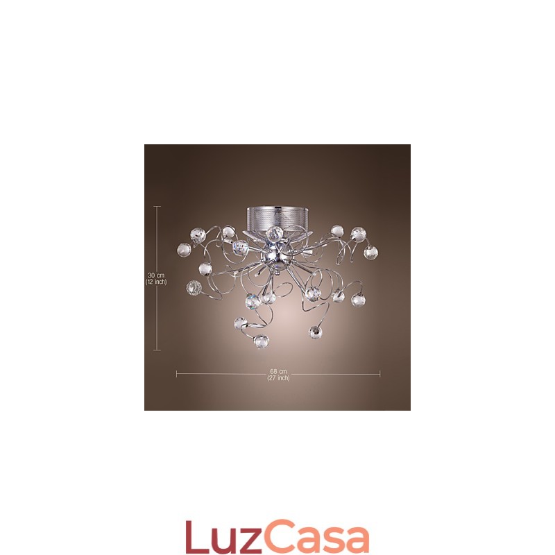 Lustre de Cristal Design Moderno Living 9 Luzes