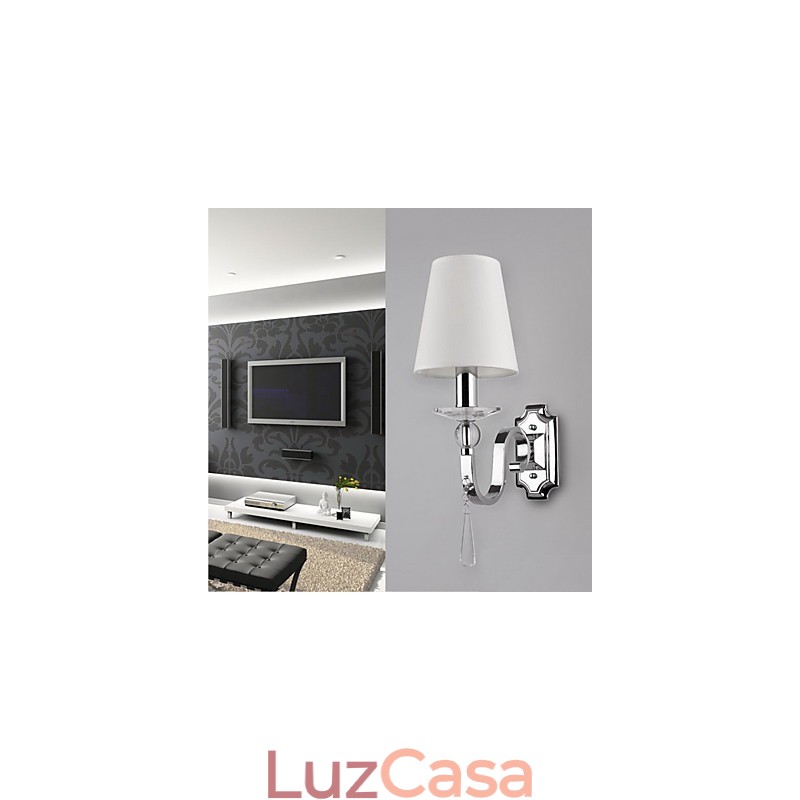 Luminária de parede branca quente com gotas de cristal