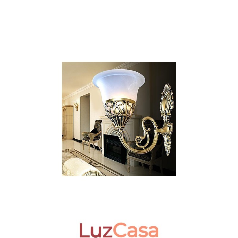 Arandelas de parede de bronze Luzes Moire Vidro Europeu Retro Clássico 220V