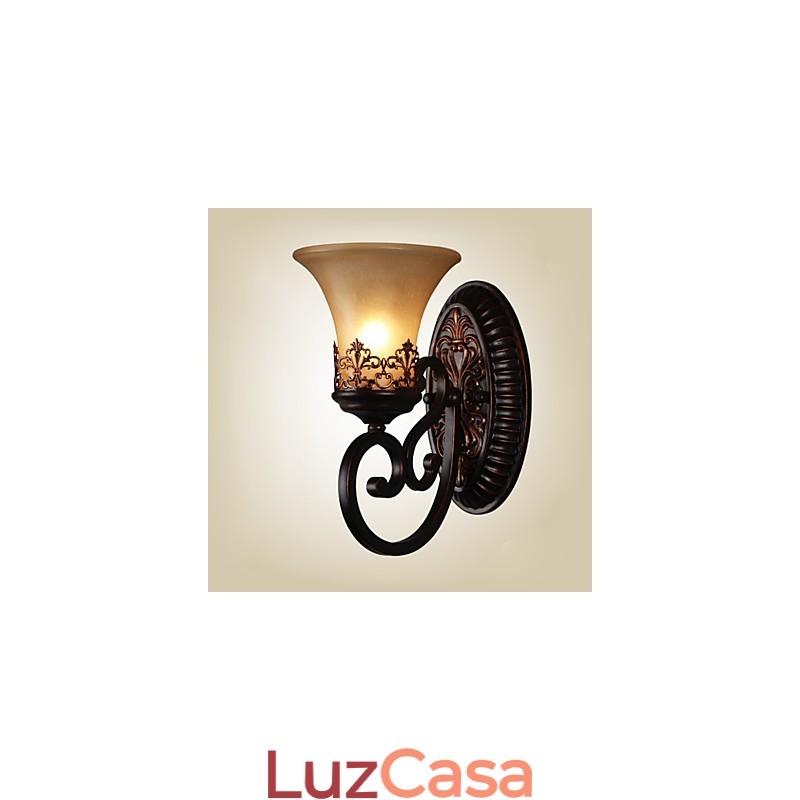Luminárias de parede vintage 1 luz com material de resina Sombra de vidro Quarto Sala de estar Corredor Luzes