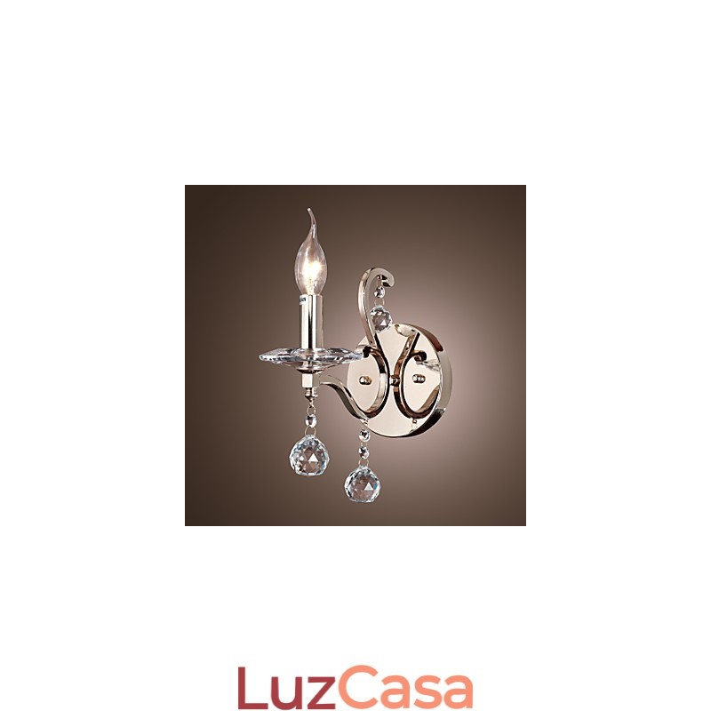Luzes de parede de vela de cristal modernas e contemporâneas de metal