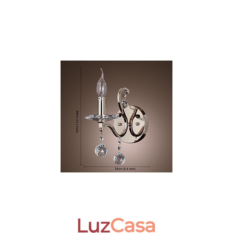 Luzes de parede de vela de cristal modernas e contemporâneas de metal