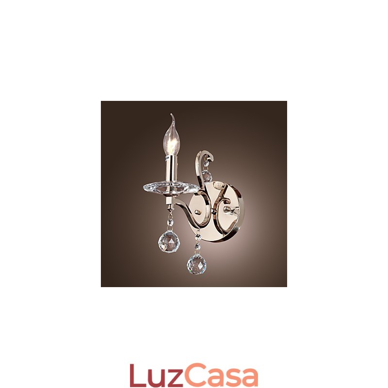 Luzes de parede de vela de cristal modernas e contemporâneas de metal