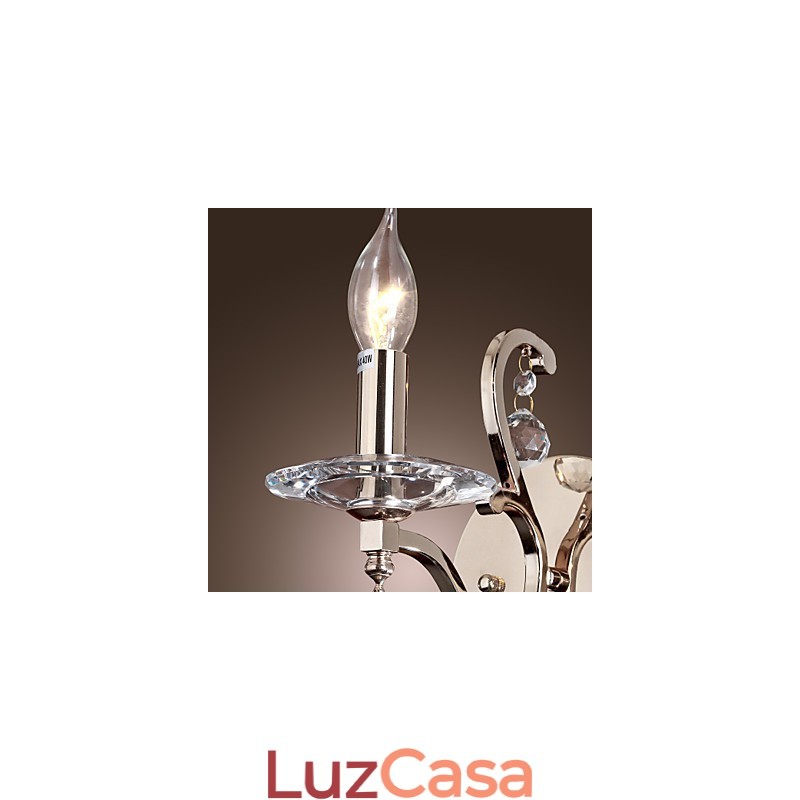 Luzes de parede de vela de cristal modernas e contemporâneas de metal