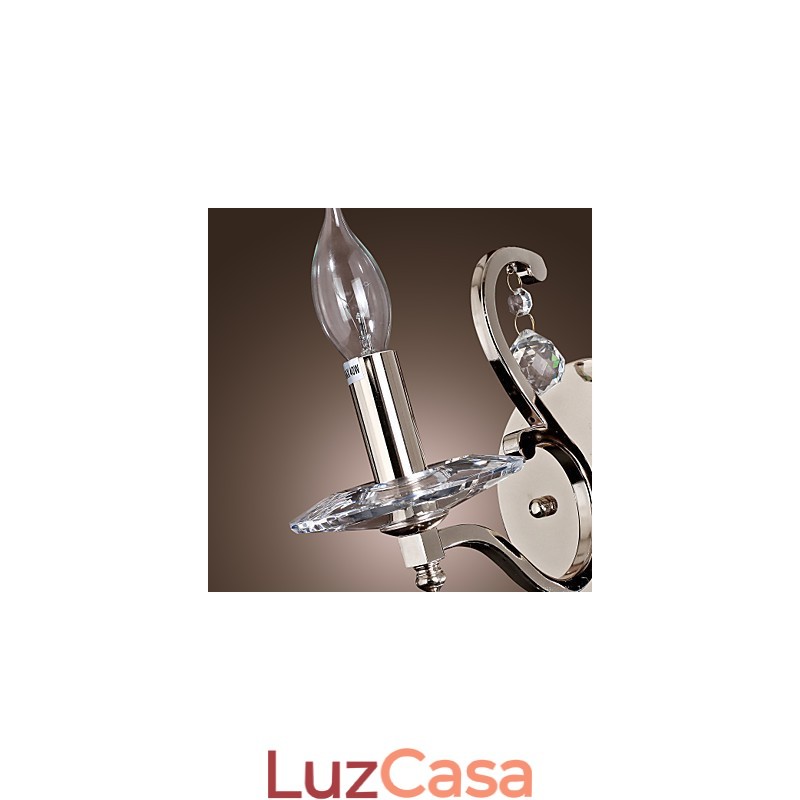 Luzes de parede de vela de cristal modernas e contemporâneas de metal