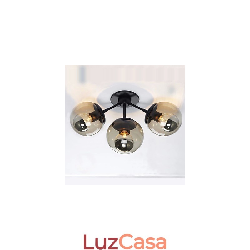 Arandelas de parede Bola de vidro 3 luzes Luzes de parede internas e externas Lodge rústico Metal