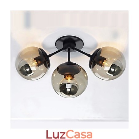 Arandelas de parede Bola de vidro 3 luzes Luzes de parede internas e externas Lodge rústico Metal Arandelas de parede Bola de vidro 3 luzes Luzes de parede internas e externas Lodge rústico Metal
