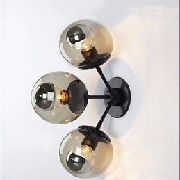 Arandelas de parede Bola de vidro 3 luzes Luzes de parede internas e externas Lodge rústico Metal