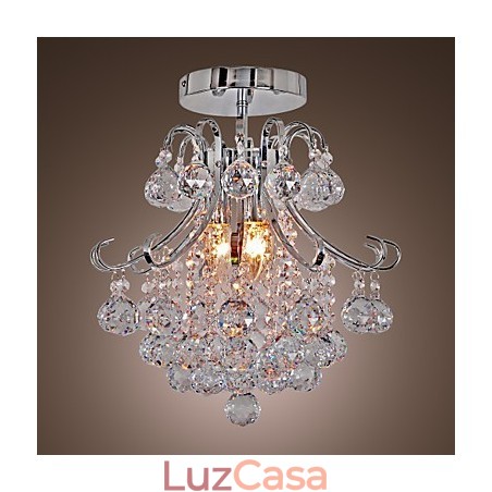 Lustre de cristal moderno contemporâneo estilo mini metal galvanizado montagem embutida Lustre de cristal moderno contemporâneo estilo mini metal galvanizado montagem embutida