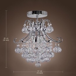 Lustre de cristal moderno contemporâneo estilo mini metal galvanizado montagem embutida