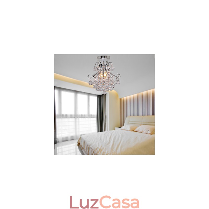 Lustre de cristal moderno contemporâneo estilo mini metal galvanizado montagem embutida