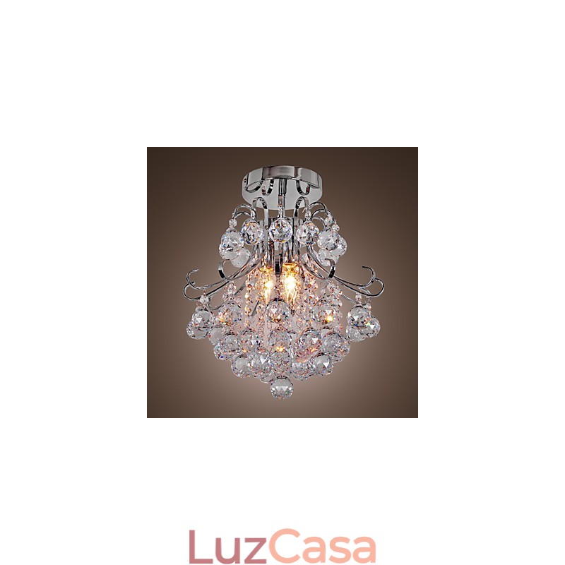 Lustre de cristal moderno contemporâneo estilo mini metal galvanizado montagem embutida